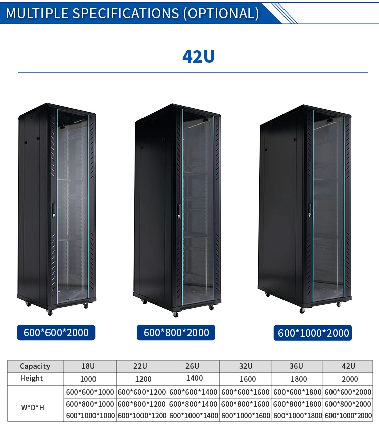 Cheap Price Floor Standing 12u 22u Server Racks Cabinets Smart Lock with Cooling Fan