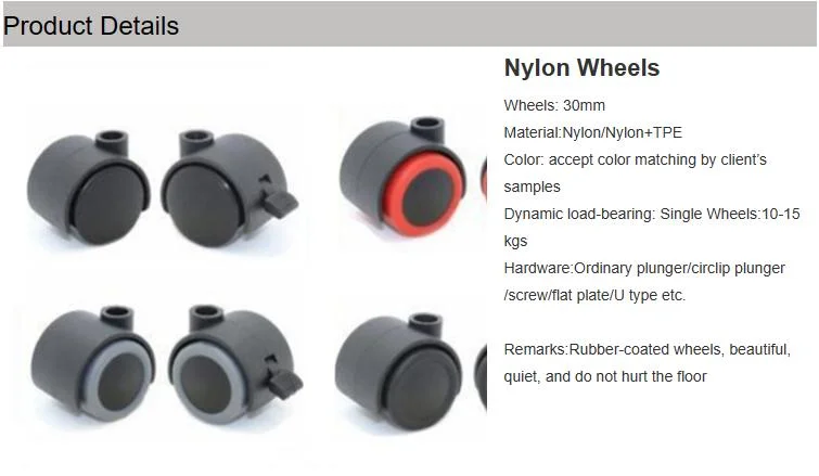 Office Furniture Hardware Nylon Caster Wheel for Furniture Swivel Chair Wheel