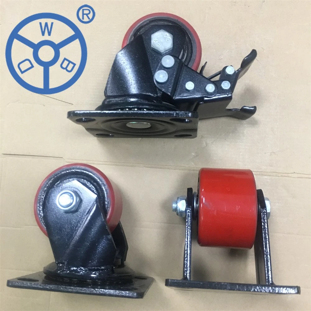 3 Inch High Load Cast Iron PU Caster Wheel Low Profile Caster Wheels Industrial Caster