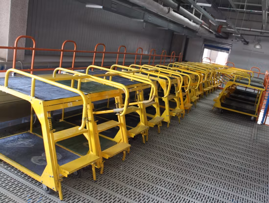 Carrinho/carrinho de mão galvanizado amarelo para logística, coleta de encomendas, logística de armazém inteligente